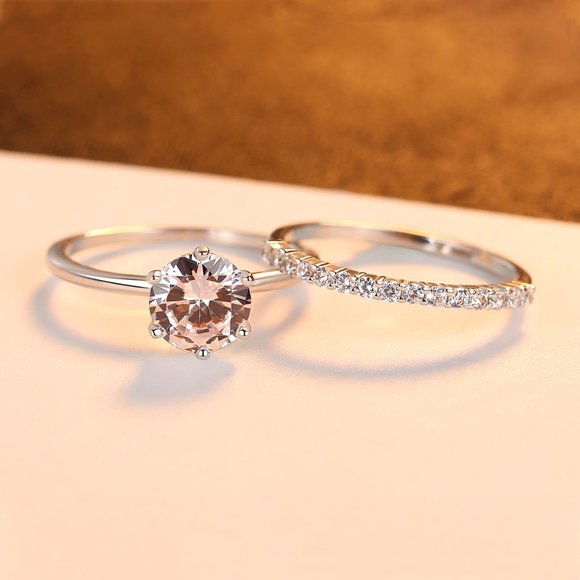 Engagement Ring Sets in 925 Sterling Silver and Zirconia Rings - Picture 1 of 4